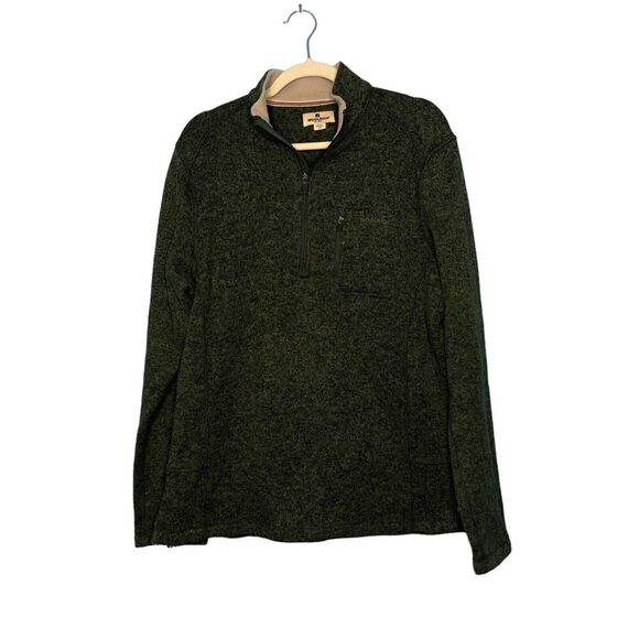 Woolrich Sweater Mens Large Green 1/4 Zip Casual Pullover Shirt Pockets - Picture 1 of 7